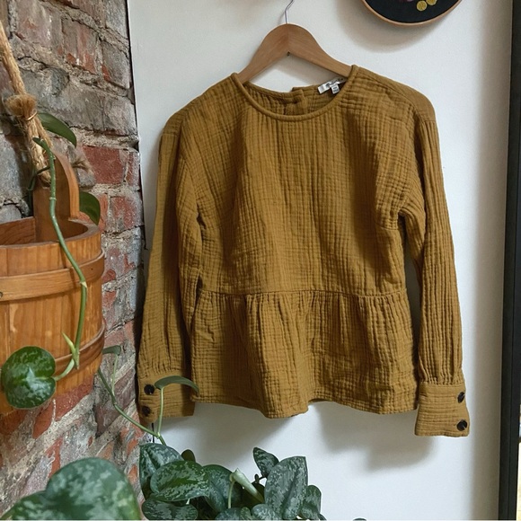 Madewell | Lightspun Button-Back Peplum Top | XXS - Picture 7 of 11